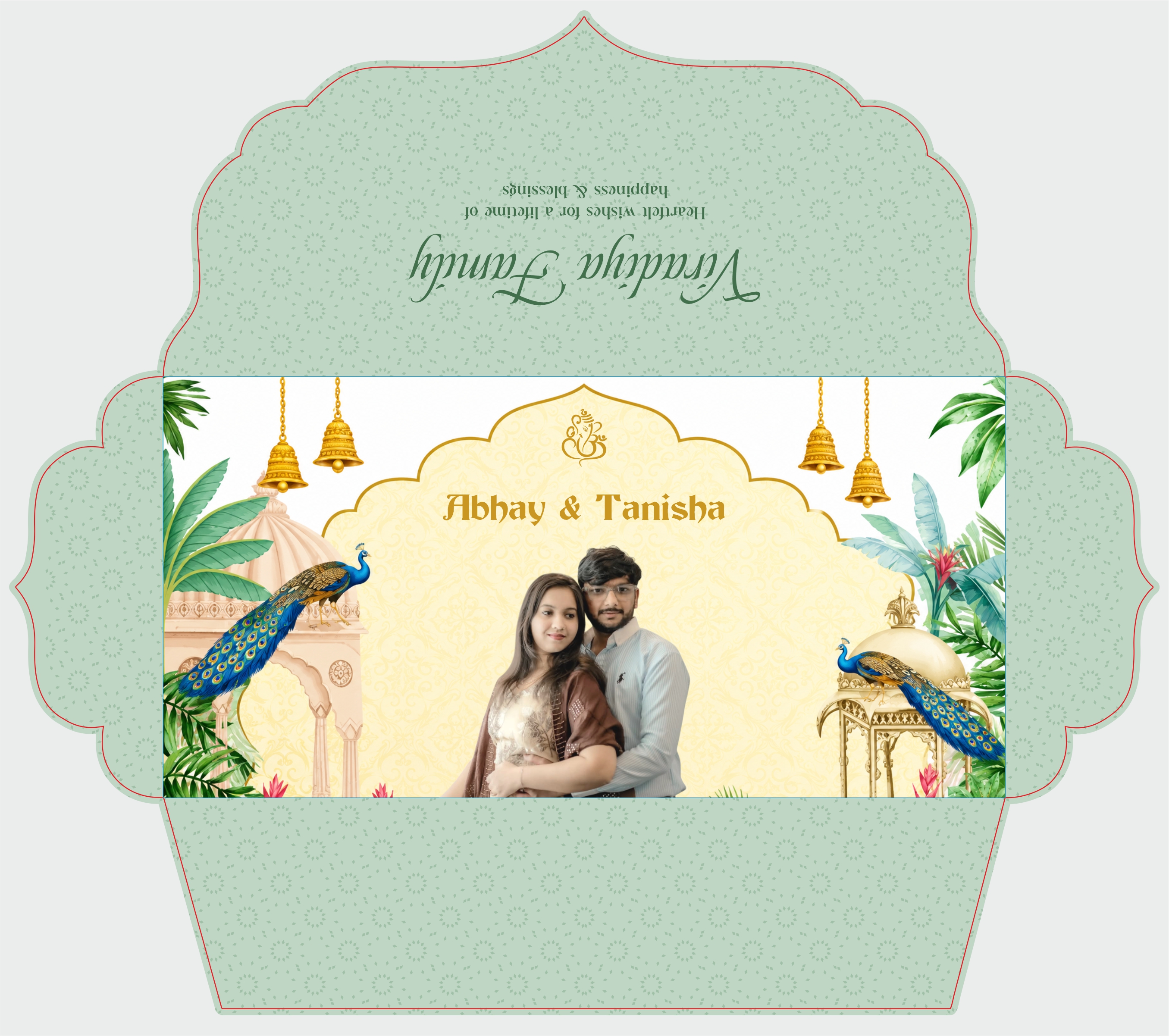 Pastel Peacock Couple Lifafa