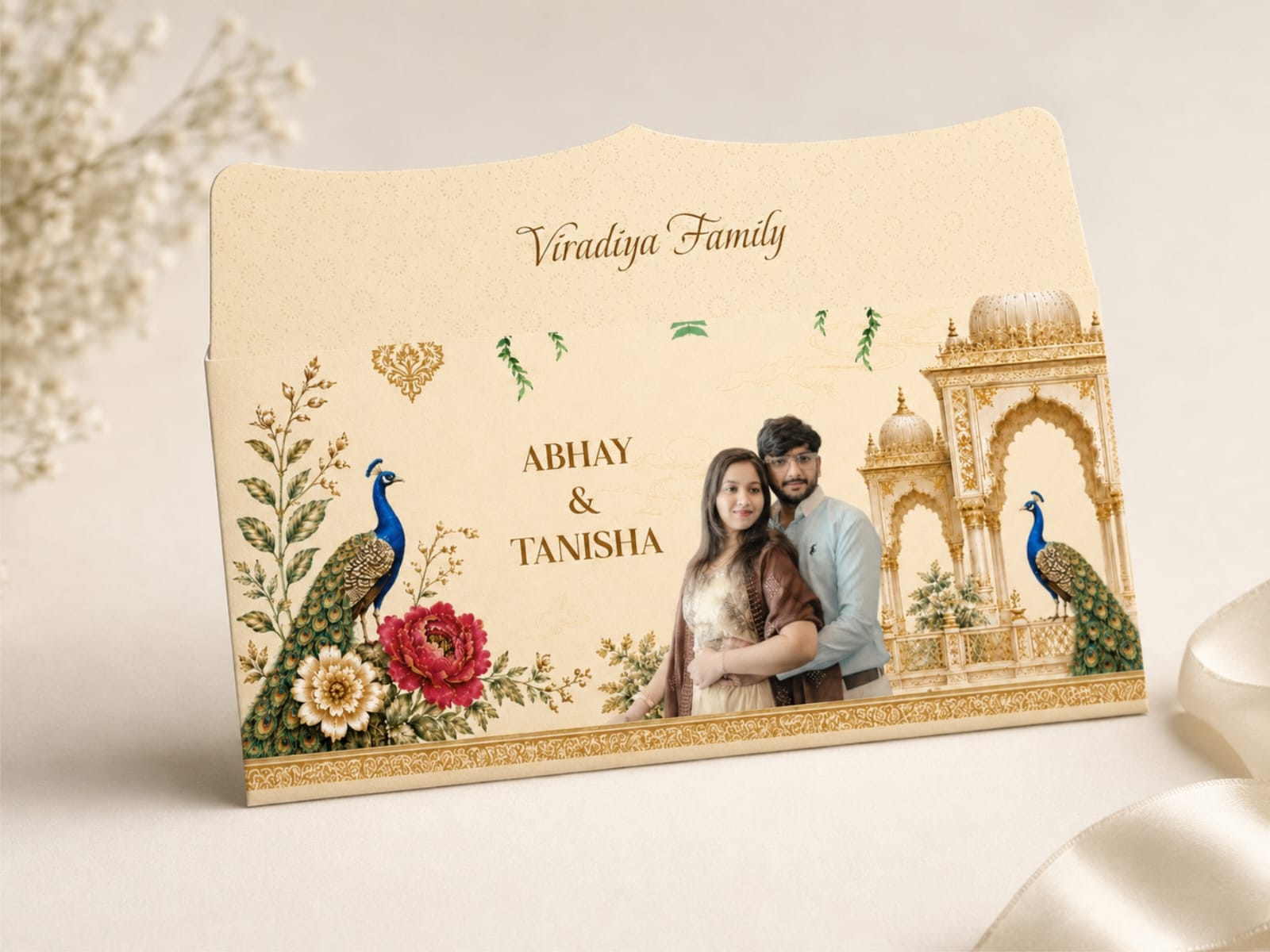 Abhay & Tanisha peacock Viradiya family Lifafa